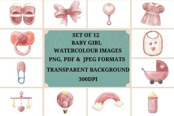 Adorable Watercolour Baby Girl Clipart for Modern Designs