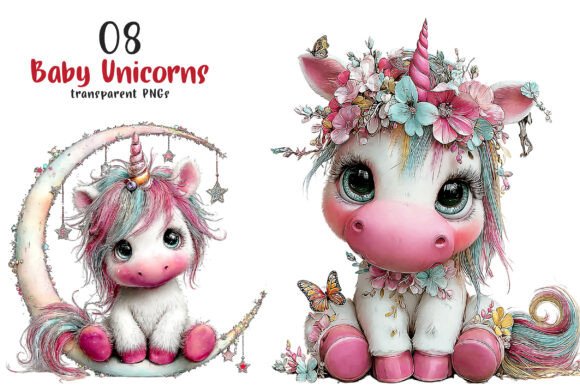 Baby Unicorns Sublimation Clipart: Magic for Your Projects