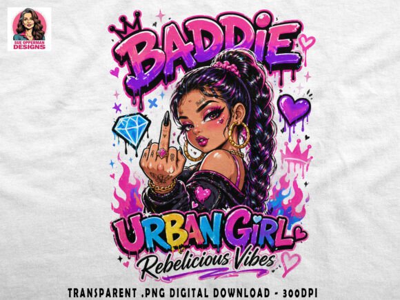 Baddie Urban Girl Graffiti PNG: A Bold Design Asset