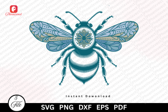 Boho Floral Honey Bee SVG: Nature-Inspired Design
