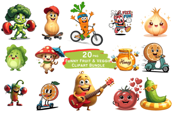 Bringing Playful Energy to Projects with Funny Fruit & Veggie Clipart