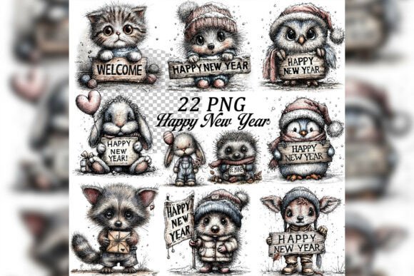 Celebrate New Beginnings: The Whimsical New Year Characters Set