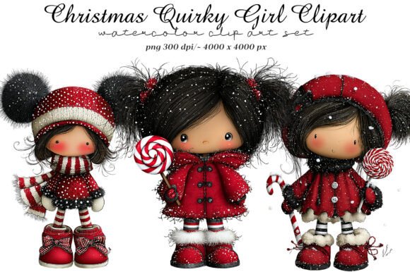 Christmas Quirky Girl Clipart: Adding Whimsy to Your Designs
