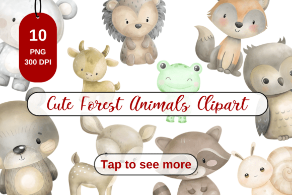 Cute Watercolor Forest Animals Clipart for Whimsical Designs