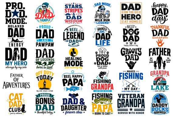 Dad Typography Quotes SVG Bundle for Father's Day Crafts