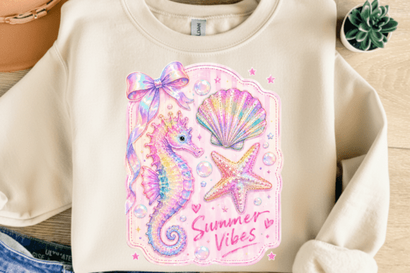 Dreamy Coastal Charm: The Pastel Seahorse Summer PNG