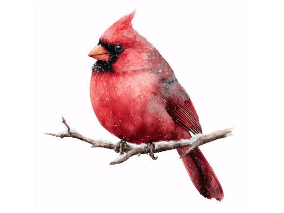 Enchanting Winter Art: The 10 Red Cardinal Winter JPG Set