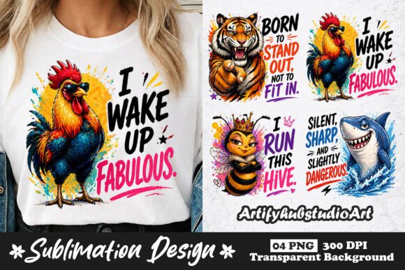 Funny Animal Attitude Sublimation PNG: Designs That Speak Volumes