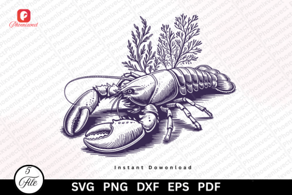 Hand Drawn Coastal Seafood Lobster SVG