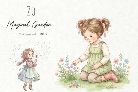 Magical Garden Cute Girl PNG: A Whimsical Design Asset for Creative Projects