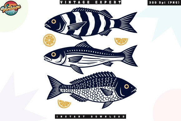 Seafood Illustration Set Retro Ocean PNG: A Vintage Coastal Vibe