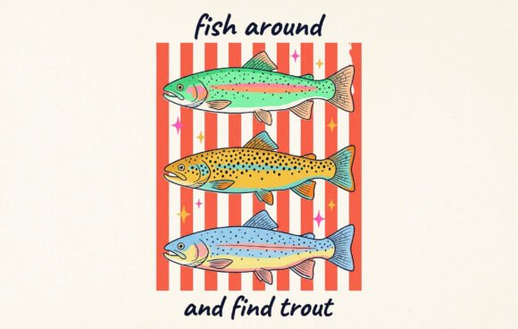 Summer Trout Fish Preppy Hand Drawn PNG: Playful Outdoor Design