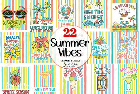 Tropical Beach Summer Vibes Clipart: Brighten Your Designs