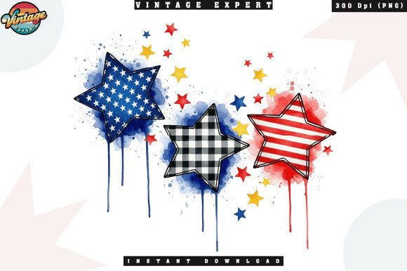 Using the Patriotic Star Set Watercolor PNG in Your Projects