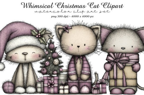 Whimsical Christmas Cat Clipart: Festive Feline Charm