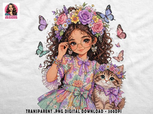 Whimsical Floral Girl | Cute PNG for Your Projects