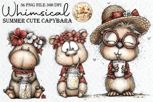 Whimsical Summer Cute Capybara Clipart: Your Design’s Cozy Charm